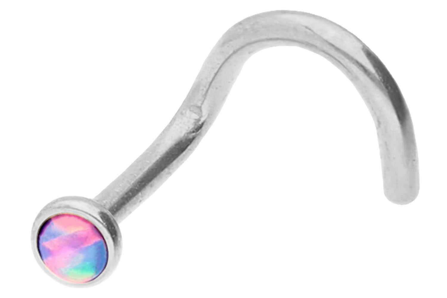 Chirurgenstahl Nasenstecker Spirale DISC + SYNTHETISCHER OPAL ++SALE++